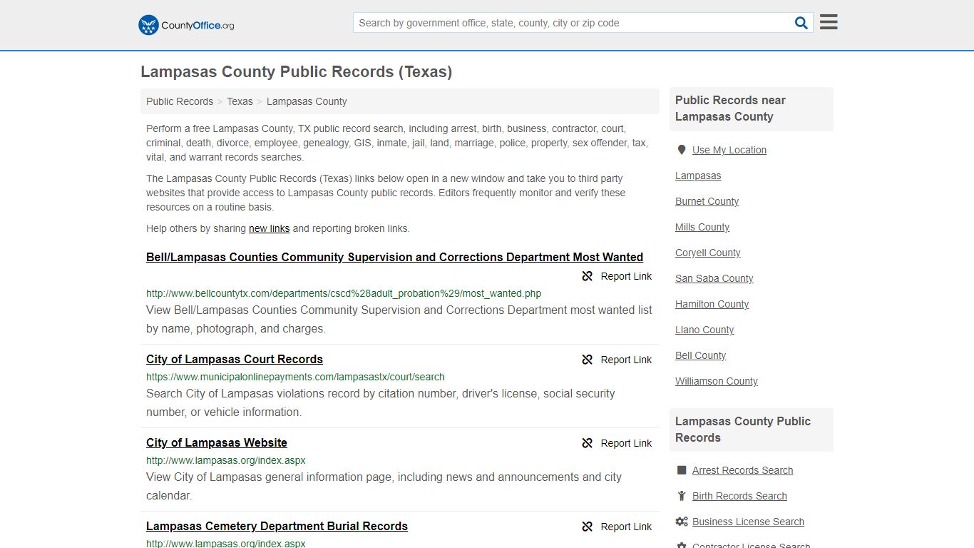 Public Records - Lampasas County, TX (Business, Criminal ...