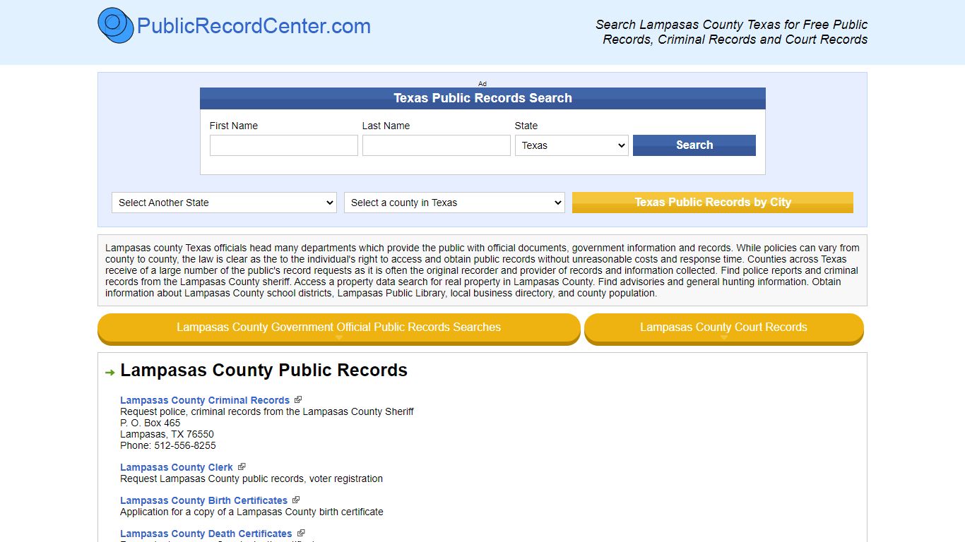 Lampasas County Texas Free Public Records - Court Records ...